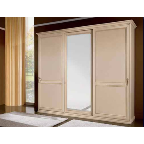 Classic wardrobe with three sliding doors, crossbars, and large mirror Pleiades 3