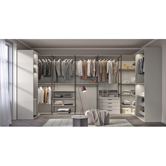 Walk-in closet with central sides aluminum frame W21