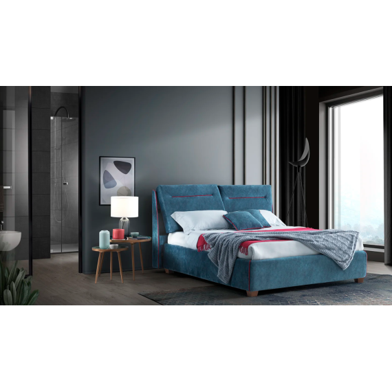 Upholstered double bed with storage - Riace Artigiana Letti