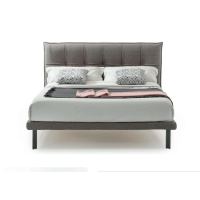 Upholstered double bed with stitching on the headboard Luis Rimar