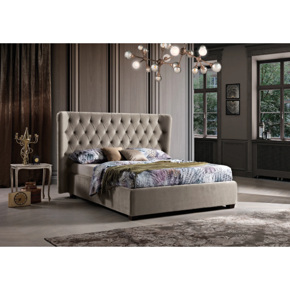 Upholstered double bed with capitonné headboard - Victoria Artigiana Letti