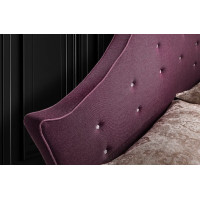 Upholstered double bed with shaped headboard and storage - Union Artigiana Letti