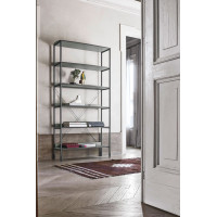 Bookcase with wooden shelves and metal structure Ink Tomasella