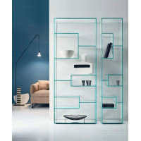 Glass bookshelf or display case with mirrored base Liber Tonelli Design