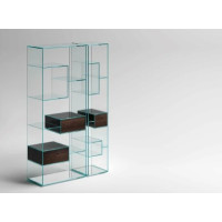 Glass bookshelf or display case with mirrored base Liber Tonelli Design