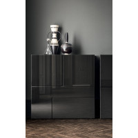 Logos Pianca sideboard with hinged doors and metallic decoration.