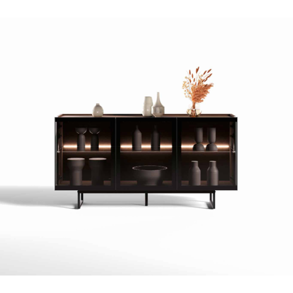 Concreta Sideboard by Imab Group with 3 smoked glass doors