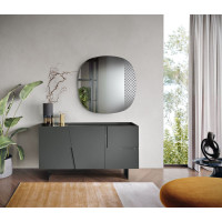 Sideboard Girona with 3 doors featuring inserts in mirror, teak, or marble effect Capodarte