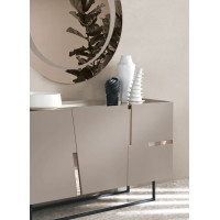 Sideboard Girona with 3 doors featuring inserts in mirror, teak, or marble effect Capodarte