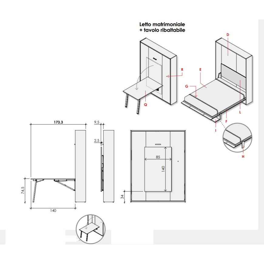 Mobile con tavolo e letto a scomparsa Night'n Day 492