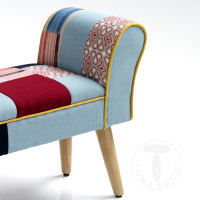 Patchwork bench with wooden legs Tomasucci Kaleidos