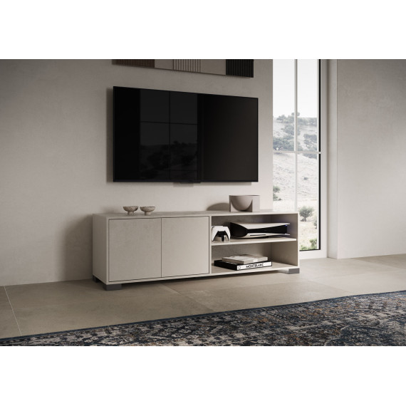 TV stand with two doors and open compartment Lumina cashmere