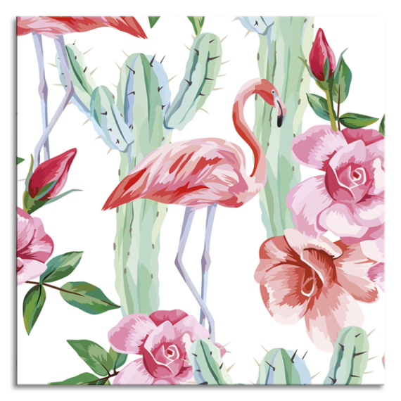 Tableau sur toile murale Pintdecor Peinture de Flamant rose