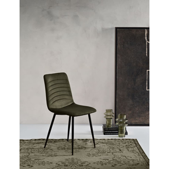 Upholstered chair in ribbed fabric Canneto Capodarte