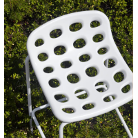 Stackable outdoor stool Chips with polyethylene seat and base, designed by MyYour.