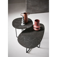 Ginni table with metal base and glass or marble-effect top Capodarte