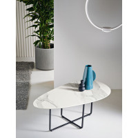 Ginni table with metal base and glass or marble-effect top Capodarte