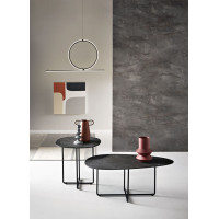 Ginni table with metal base and glass or marble-effect top Capodarte