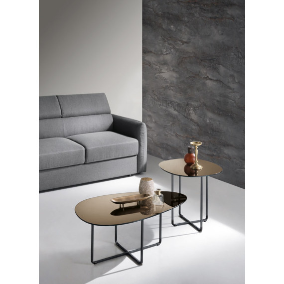 Ginni table with metal base and glass or marble-effect top Capodarte