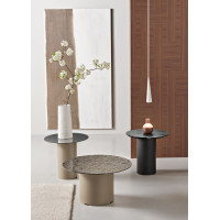 Table basse en métal avec plateau en verre martelé ou miroir Dixon Capodarte