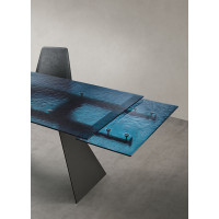 Extendable table with hammered glass top Waters Capodarte