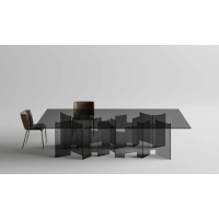 Fixed glass design table Metropolis Tonelli Design