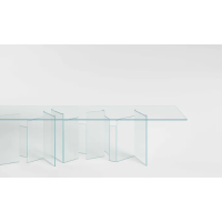 Fixed glass design table Metropolis Tonelli Design