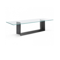 Mesa fija con tablero de vidrio y base de metal T5 Tonelli Design