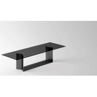 Mesa fija con tablero de vidrio y base de metal T5 Tonelli Design