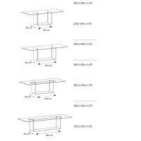 Mesa fija con tablero de vidrio y base de metal T5 Tonelli Design