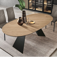 Fixed oval table with veneered oak top Tokyo Capodarte