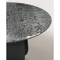 Fixed round table with central base, hammered glass top Maya Capodarte